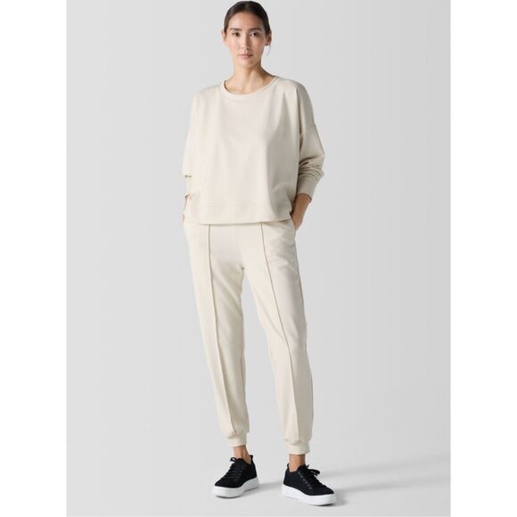 Eileen Fisher SET Lightweight Ponte Jogger & Lightweight Ponte Round Neck Top - Picture 1 of 11